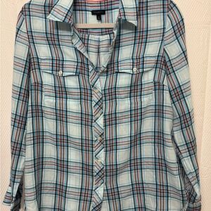 Talbots Pink and Blue Plaid Shirt